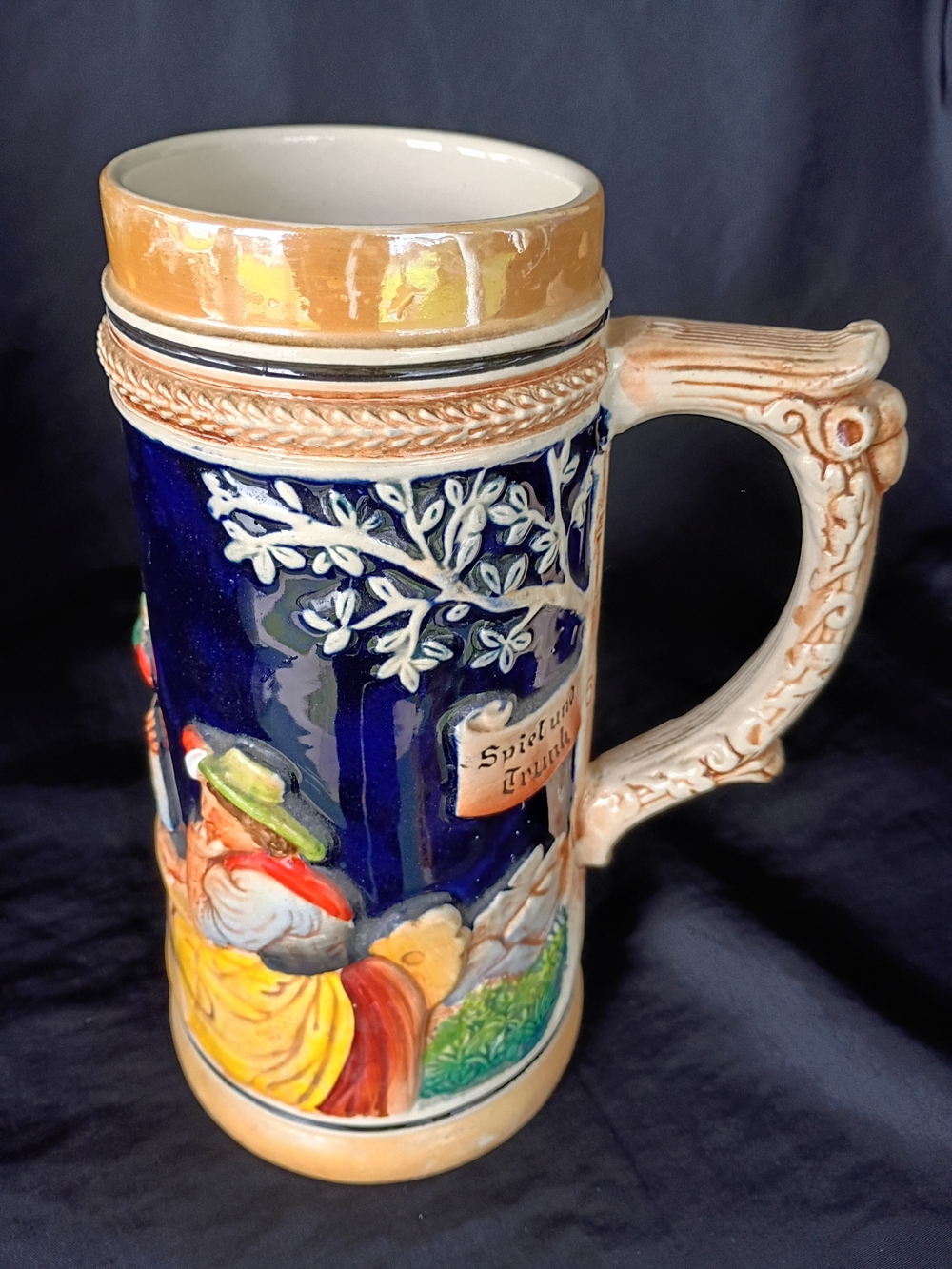 Vtg Germany 1 L Hand Painted Beer Stein Marked